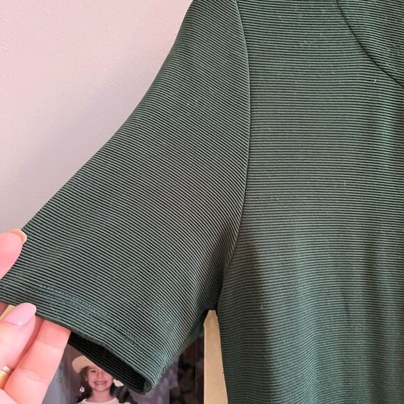 Mango Green Ribbed Fitted MIDI Dress Sz 8 - Picture 4 of 6